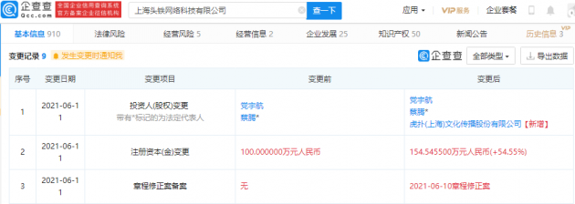 虎撲戰(zhàn)略投資上海頭鐵網(wǎng)絡(luò)科技，拓展數(shù)字音頻與網(wǎng)絡(luò)技術(shù)布局
